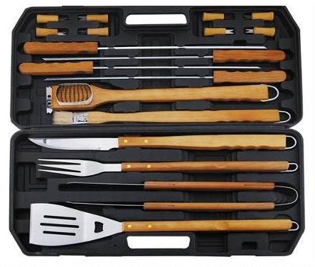 18 pcs Solid wood handle bbq tool set
