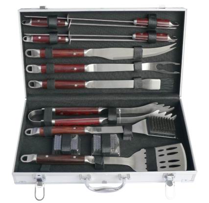 deluxe pakka wood handle bbq tool set