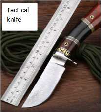 Damascus steel Tactical Knife with wood handle