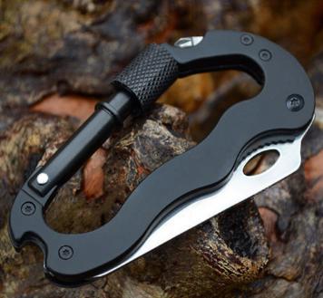 Outdoor Tool 5 in 1 Multi  Survival camping knife with Edc buckle carabiner