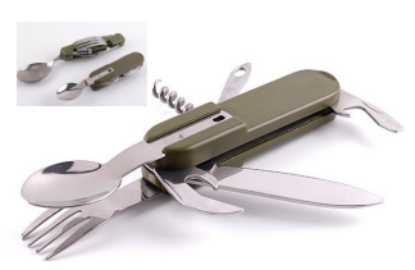 Outdoor Multifunctional Folding Stainless Steel  Tableware Picnic  Fork Spoon