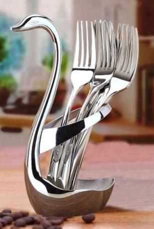 Zinc alloy cutlery set Creative swan  fruit fork holder Coffee spoon holder