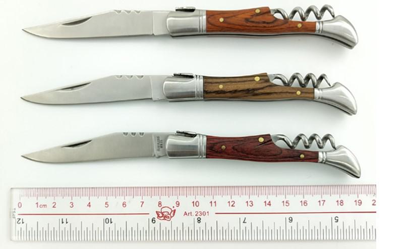 S.S  folding knife wood laguiole knife with corkscrew